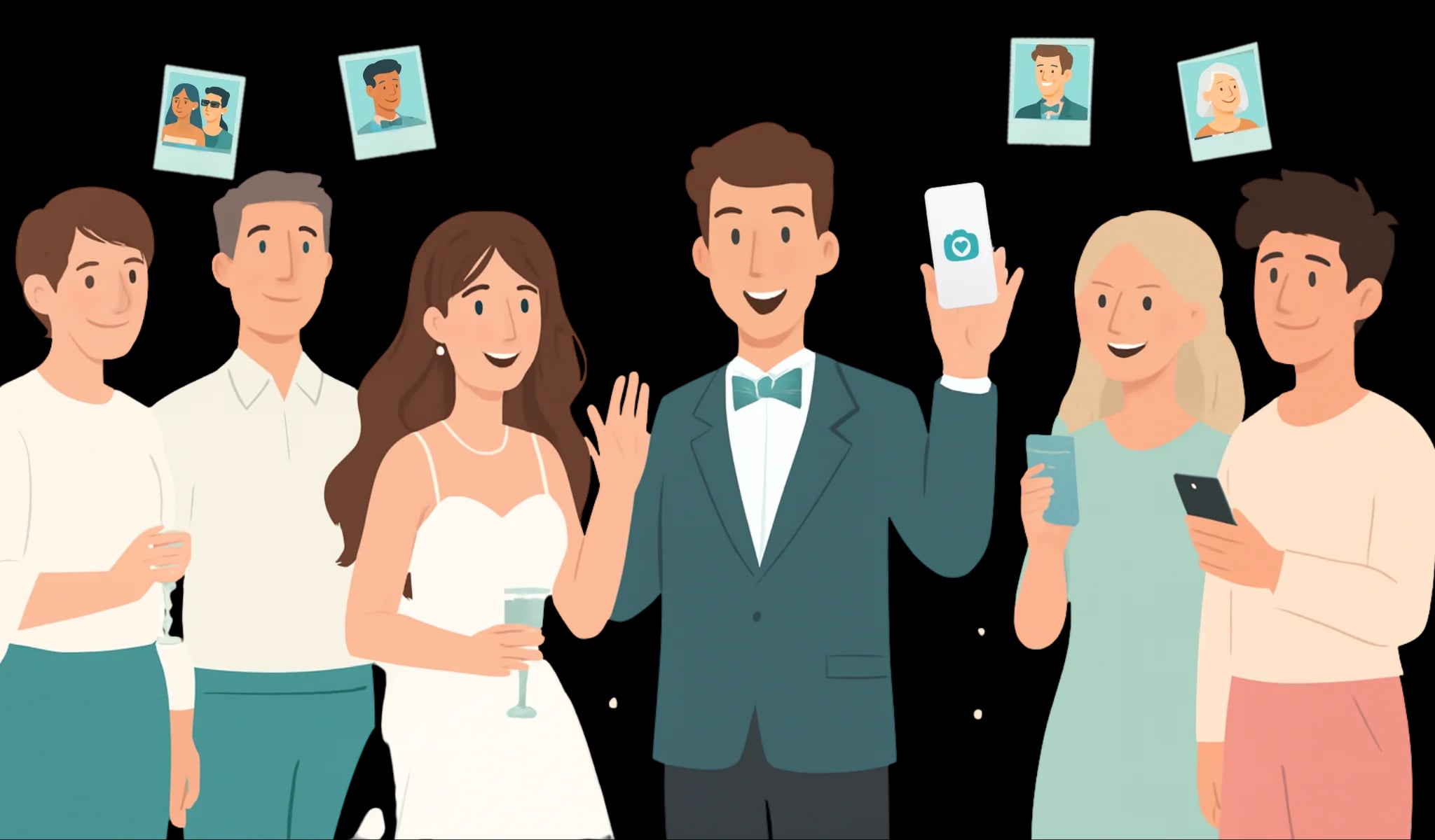 Event celebration scene with guests taking photos